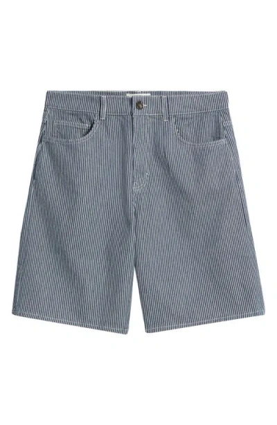 Les Deux Ryder Stripe Denim Shorts In Blue