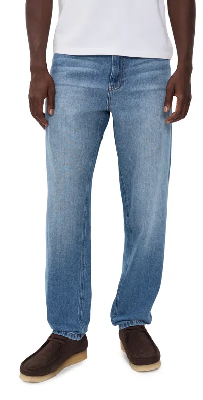 Les Deux Ryder Washed Denim Jeans Medium Indigo Wash In Blue