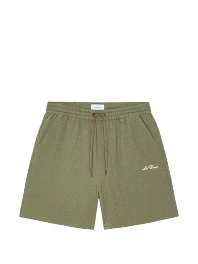 Les Deux Seersucker Drawstring Shorts In Green