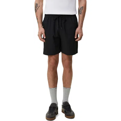 Les Deux Seersucker Swim Trunks In Tap Shoe Black