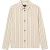 Les Deux Ivory Blend Stripe Overshirt In Ivory/lichen Green