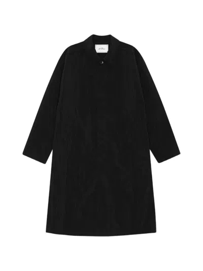 Les Deux Shiny Single-breasted Coat In Black