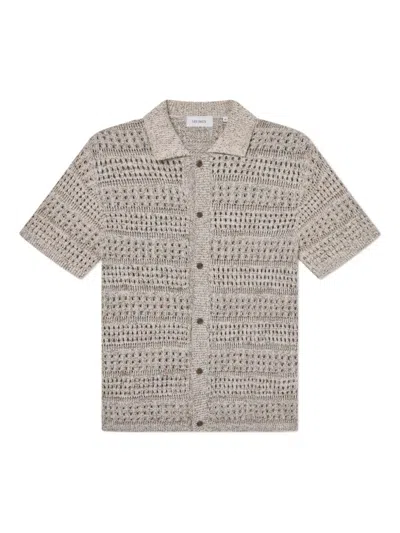 Les Deux Short-sleeve Open-knit Cardigan In Gray