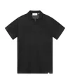 Les Deux Emmanuel Linen Blend Knit Polo In Black