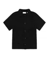 Les Deux Emmanuel Linen Blend Knit Polo In Black