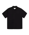 Les Deux Emmanuel Linen Blend Knit Polo In Black