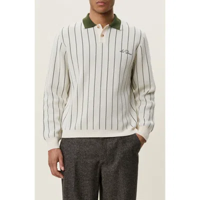 Les Deux Signature Knitted Long Sleeve Polo In Neutral