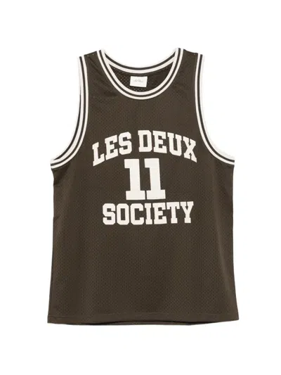 Les Deux Silas Collegiate Sleeveless Vest In Brown