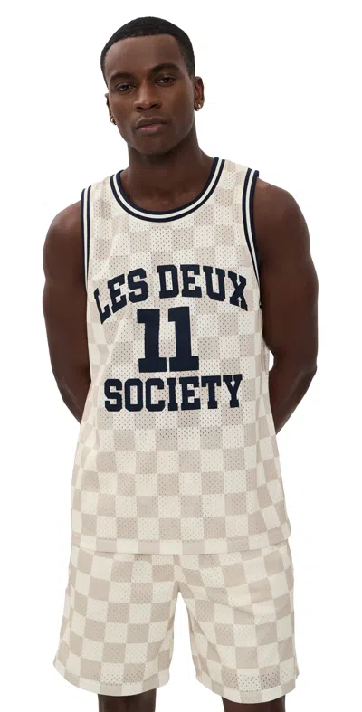 Les Deux Silas Mesh Tank Top Light Sand In White