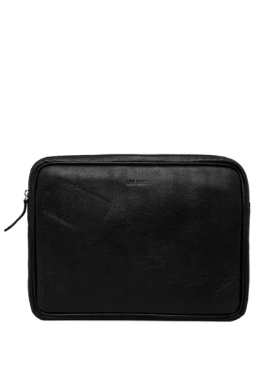 Les Deux Sleek Leather Laptop Bag In Black