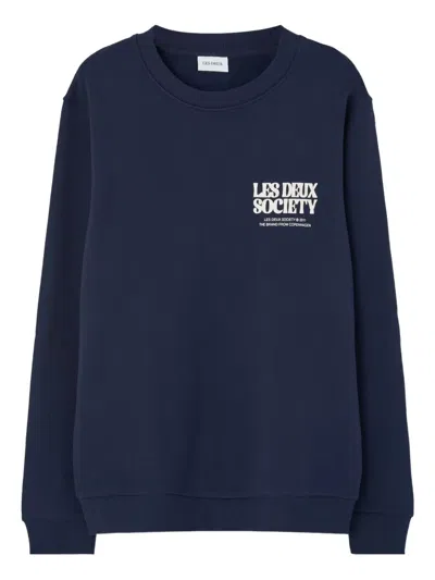Les Deux Society Logo Sweatshirt In Blue