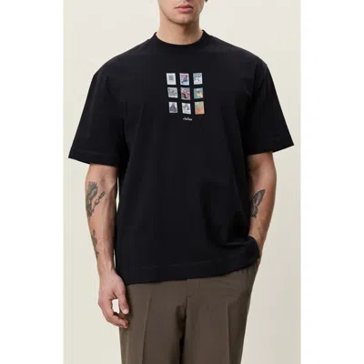Les Deux Stamp Organic Cotton Graphic T-shirt In Black