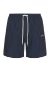 Les Deux Stan Stripe Seersucker Swim Shorts In Blue