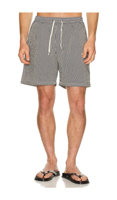 Les Deux Stan Stripe Seersucker Swim Shorts In Black