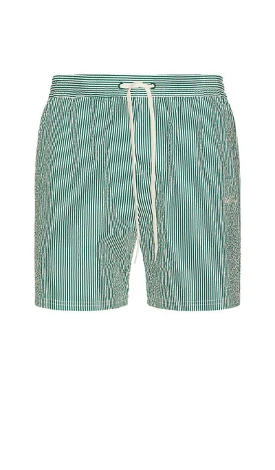 Les Deux Stan Stripe Seersucker Swim Shorts In Green