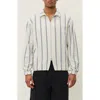 Les Deux Stanley Stripe Cotton Dobby Zip Jacket In White
