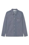 Les Deux Steven Stripe Cotton Graphic Overshirt In Multi