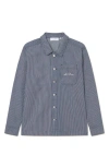 Les Deux Steven Stripe Cotton Graphic Overshirt In Multi