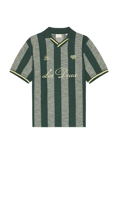 Les Deux Stripe Jacquard Football Jersey In Green