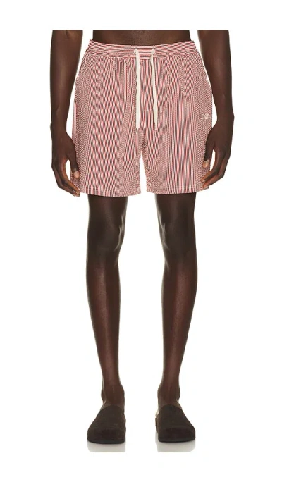 Les Deux Stripe Seersucker Swim Shorts In Brown