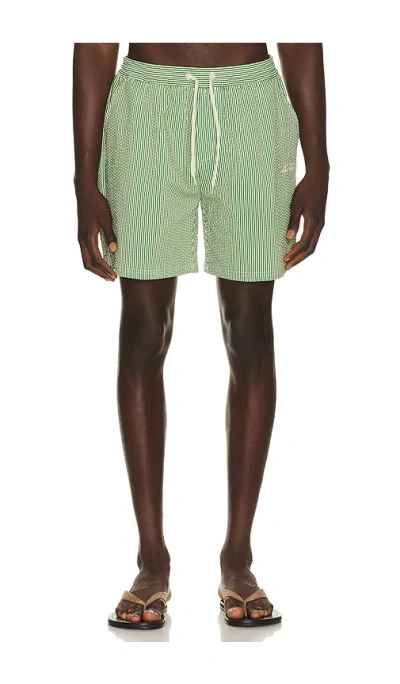 Les Deux Stripe Seersucker Swim Shorts In Green