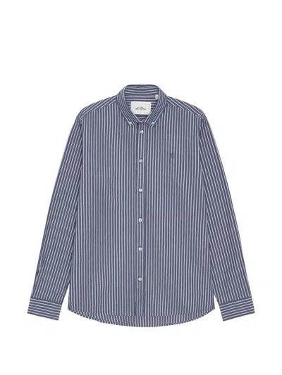 Les Deux Striped Button-down Shirt In Blue