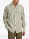 Les Deux Striped Buttoned Shirt In Green