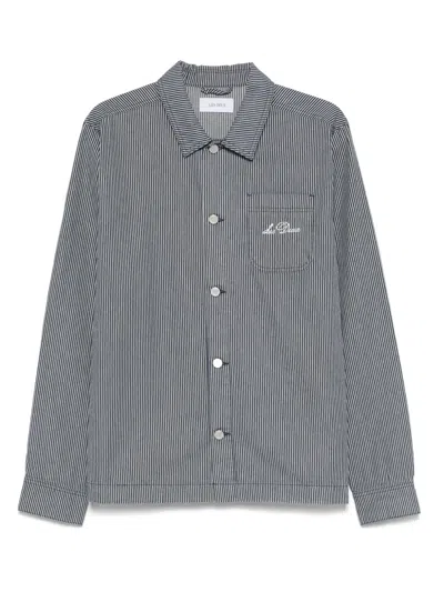 Les Deux Striped Denim Jacket In Blue