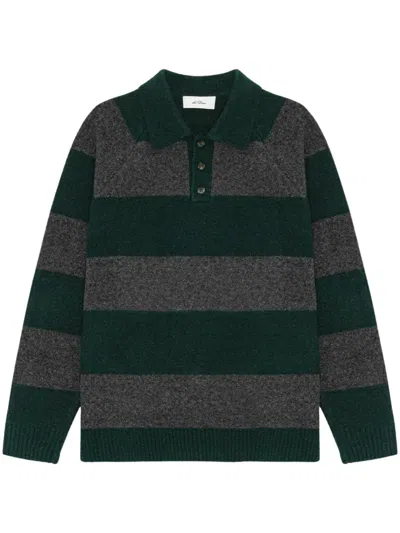 Les Deux Striped Melange Knitted Polo In Multi