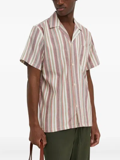 Les Deux Striped-pattern Short-sleeve Shirt In Gray