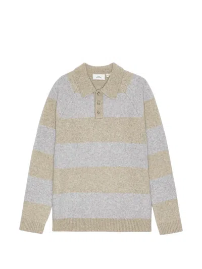 Les Deux Striped Raglan-sleeve Polo Shirt In Neutral