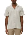 Les Deux Striped Sweater Camp Shirt In Ivory