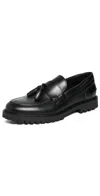 Les Deux Thatcher Leather Tassel Loafers Black In Black