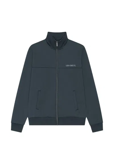 Les Deux Track Logo-print Zip-up Jacket In Blue