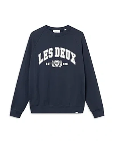 Les Deux University Graphic Sweatshirt In Dark Navy/light Ivory