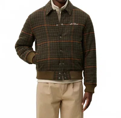 Les Deux Varsity Houndstooth Jacket In Teak Brown In Multi