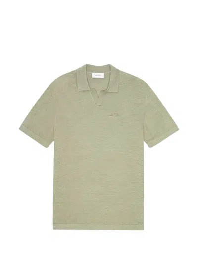 Les Deux V-neck Logo Polo Shirt In Green
