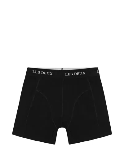 Les Deux Warren Logo-waistband Boxers (pack Of Two) In Black