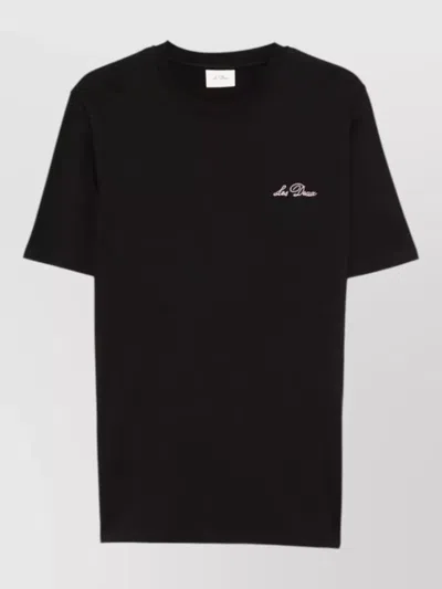 Les Deux Wild Flower Embroidered Crew Neck T Shirt In Black