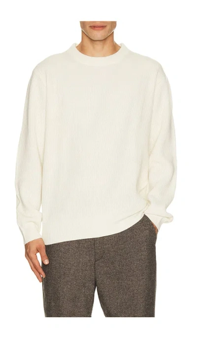 Les Deux Wool Rib Roundneck Knit Sweater In White