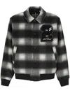 Les Deux Check-pattern Logo-patch Jacket In Black