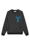 Les Deux Yale Intarsia Pinstripe Wool Sweater