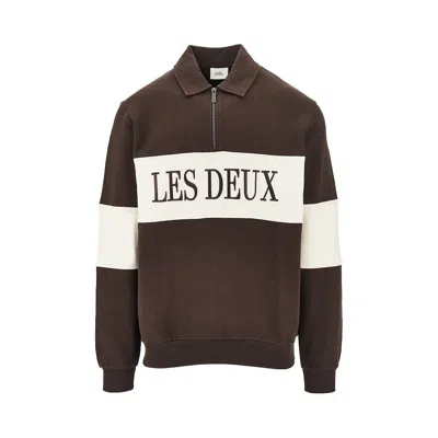 Les Deux Zipper Rugby Sweatshirt In Brown