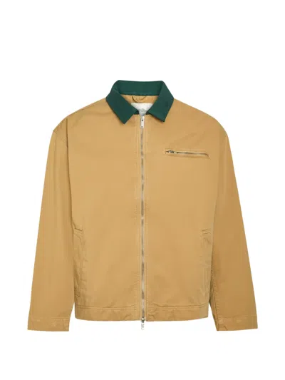 Les Deux Zip-up Contrast-collar Jacket In Brown