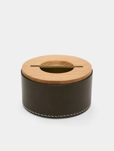 Les Few Mell Leather And Wood Low Box  Abask Luxury Gift In Gray