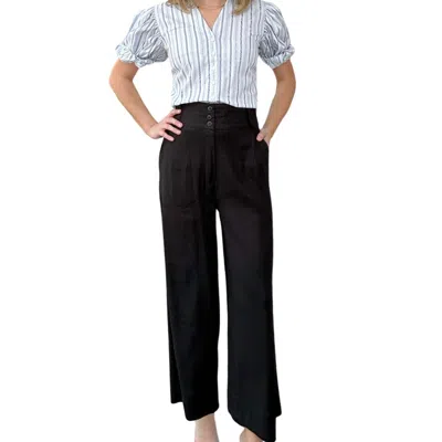 Les Filles D'ailleurs Linen Blend Wide Leg Pants In Black