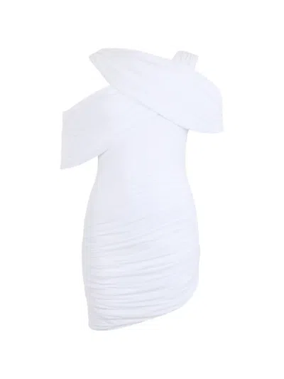 Les Filles D'eva Asymmetrical Ruched Mini Dress In White