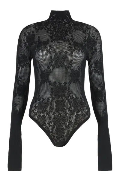 Les Filles D'eva Body Dolcevita In Pizzo In Black