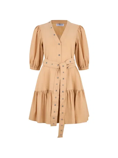 Les Filles D'eva 스터드 디테일 티어드 드레스 In Brown