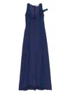 Les Filles D'eva Navy Blue Crepe Maxi Dress In Blue